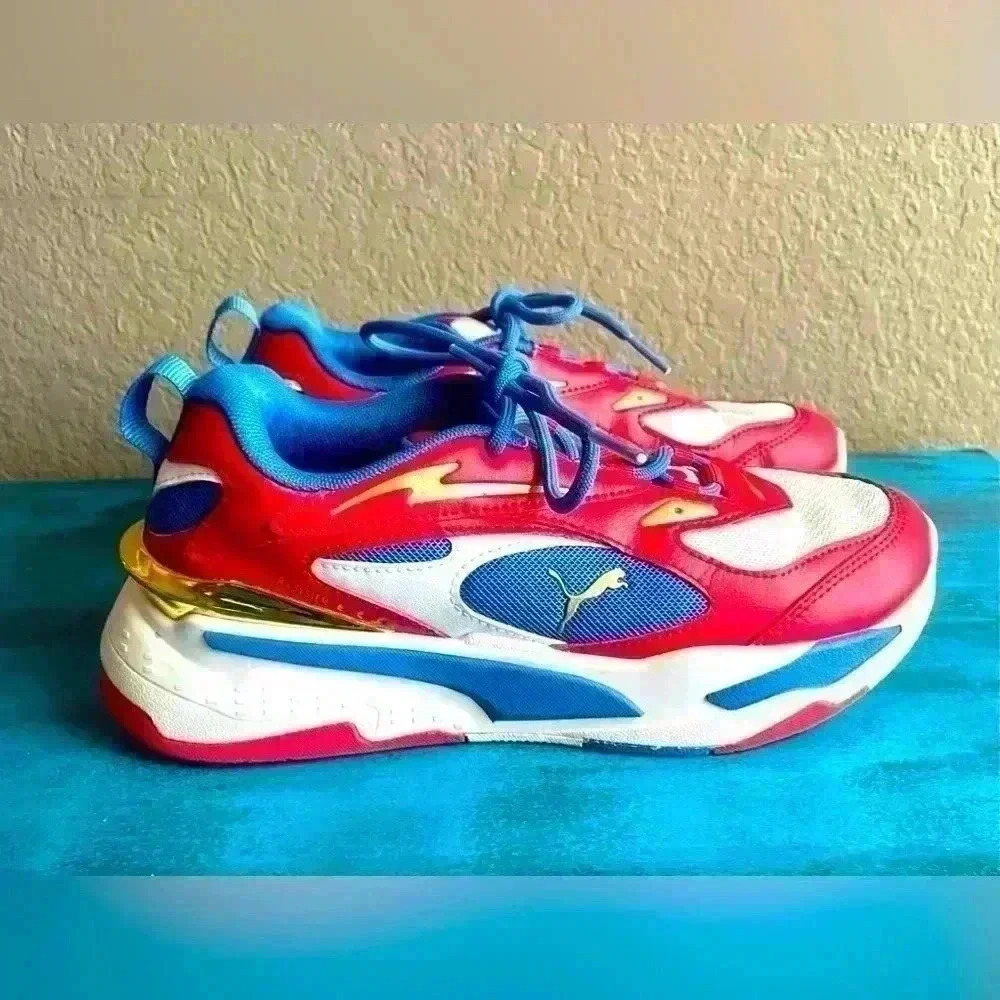 PUMA RS-Fast RWB JR Boys Youth Athletic Shoes‎ Size 6 White Red Blue Gold - Picture 4 of 11